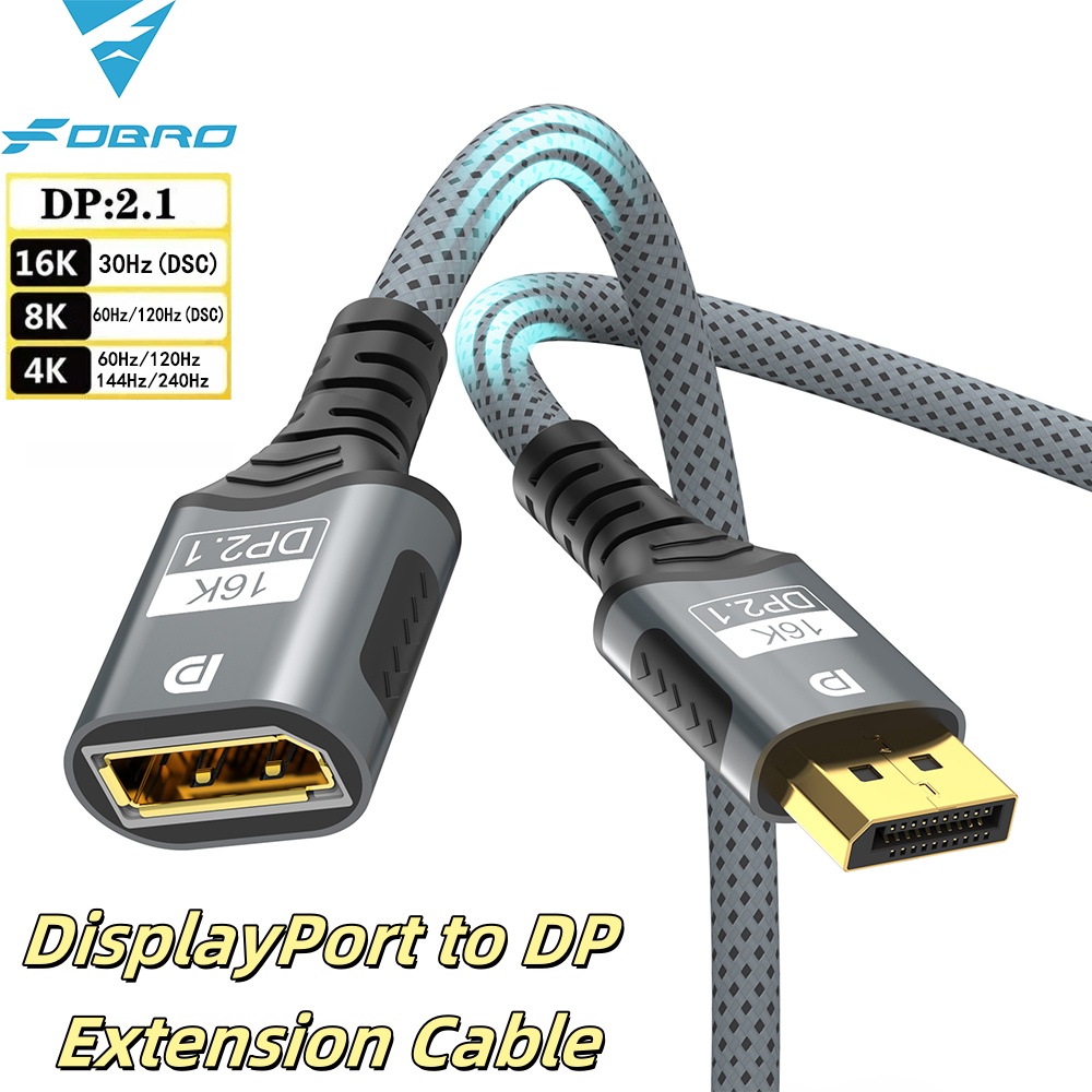Hdmi Cable 2.1 - 16K DP 2.1 Extension Cable 80Gbps