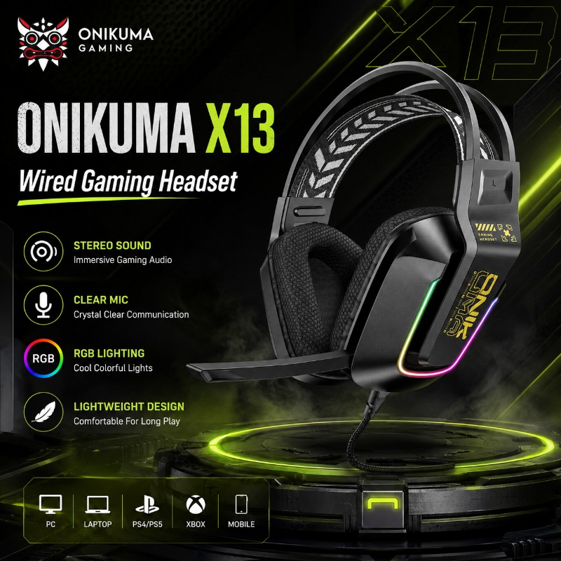 Gaming Console Headset - ONIKUMA X13 Gaming Headset Wired RGB