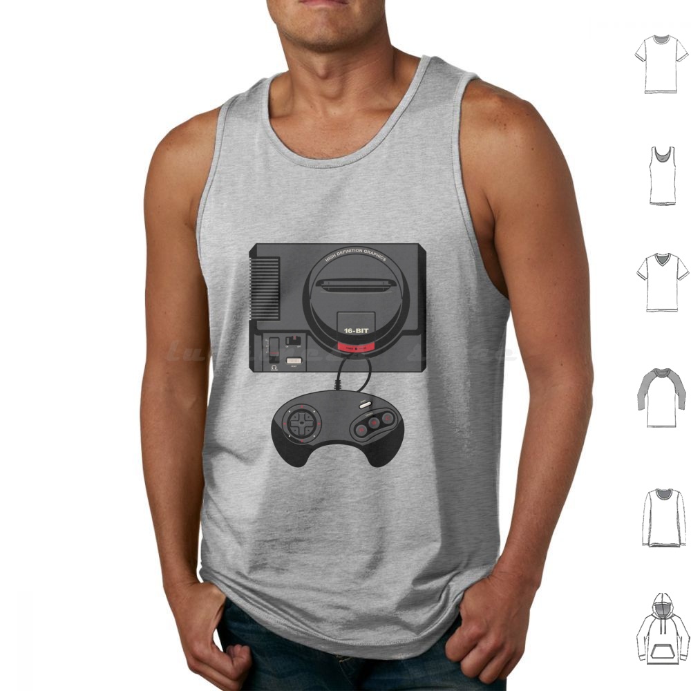 Gaming Console Genesis - Retro Black 16-Bit Tank Tops Print